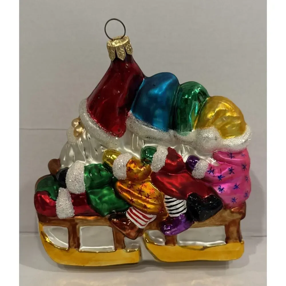 VTG‎ Christopher Radko BOB SQUAD Elf Gnome Sledding Winter Ornament 97-248-0
